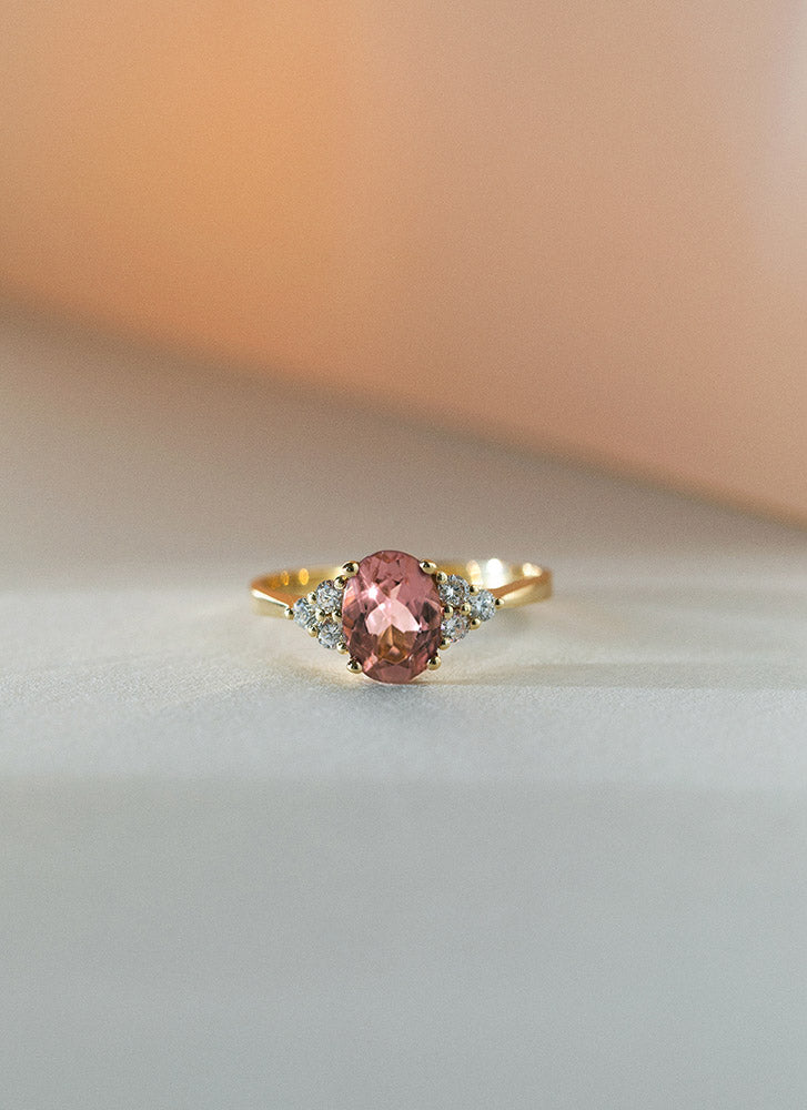 Valentina diamond tourmaline ring 14k gold - Studio Kroewe