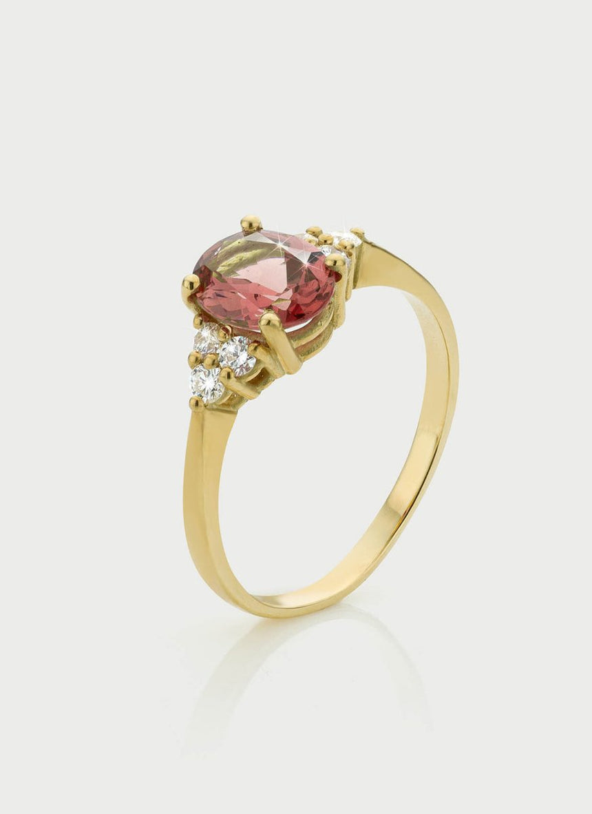 Valentina diamond tourmaline ring 14k gold - Studio Kroewe
