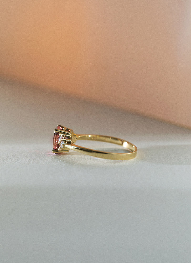 Valentina diamond tourmaline ring 14k gold - Studio Kroewe