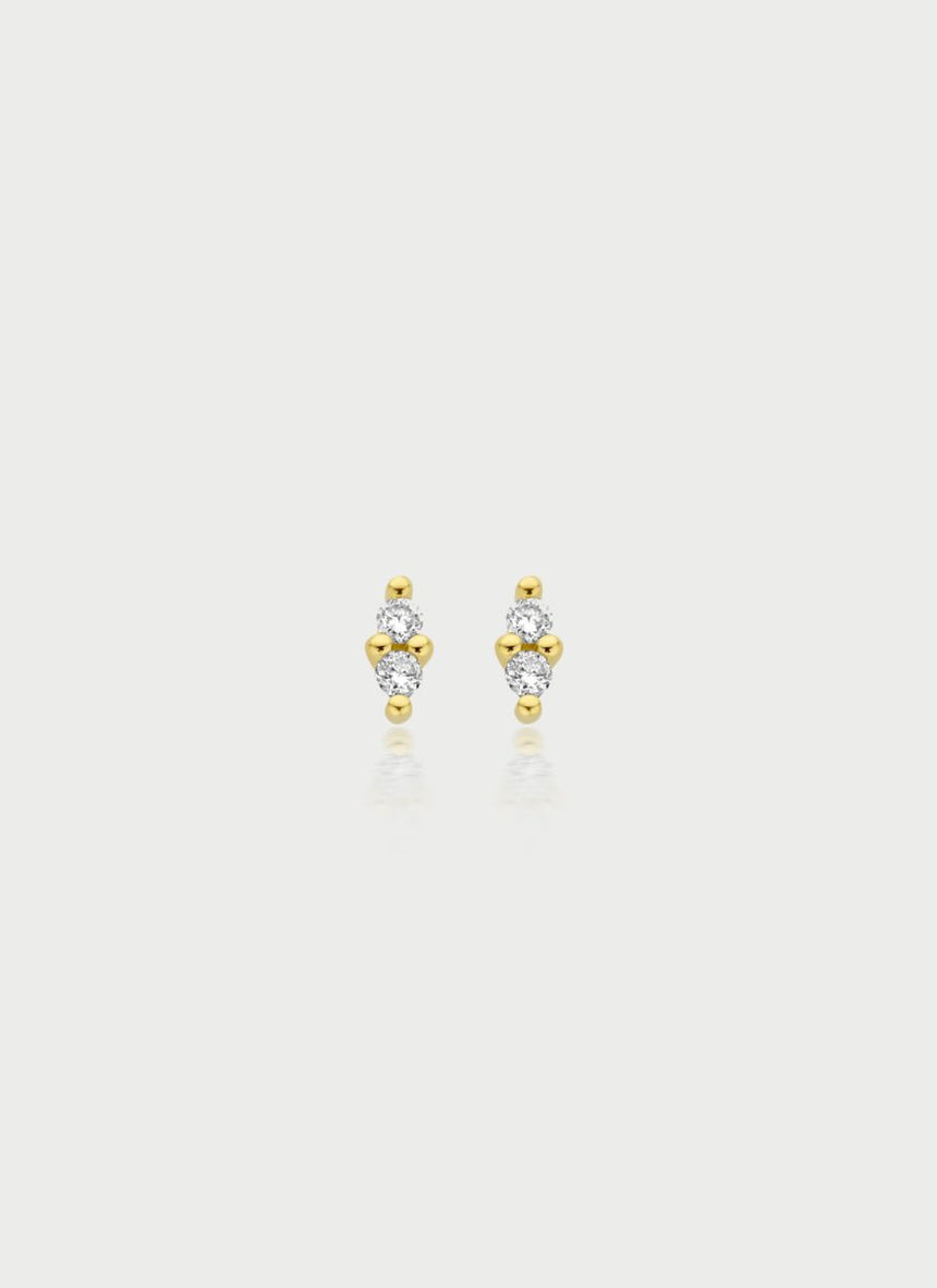 Vesper diamond single earstud 14k gold - Studio Kroewe
