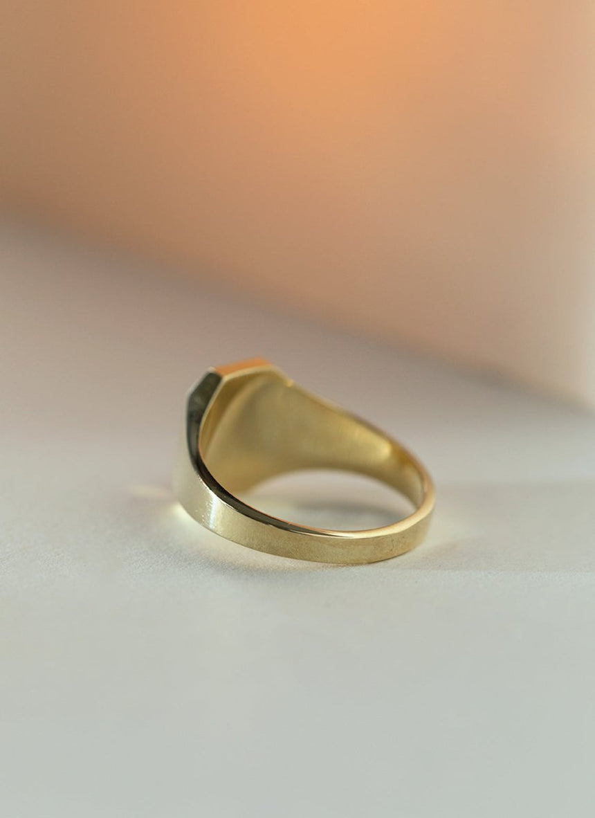 Woody signet ring 14k gold - Studio Kroewe