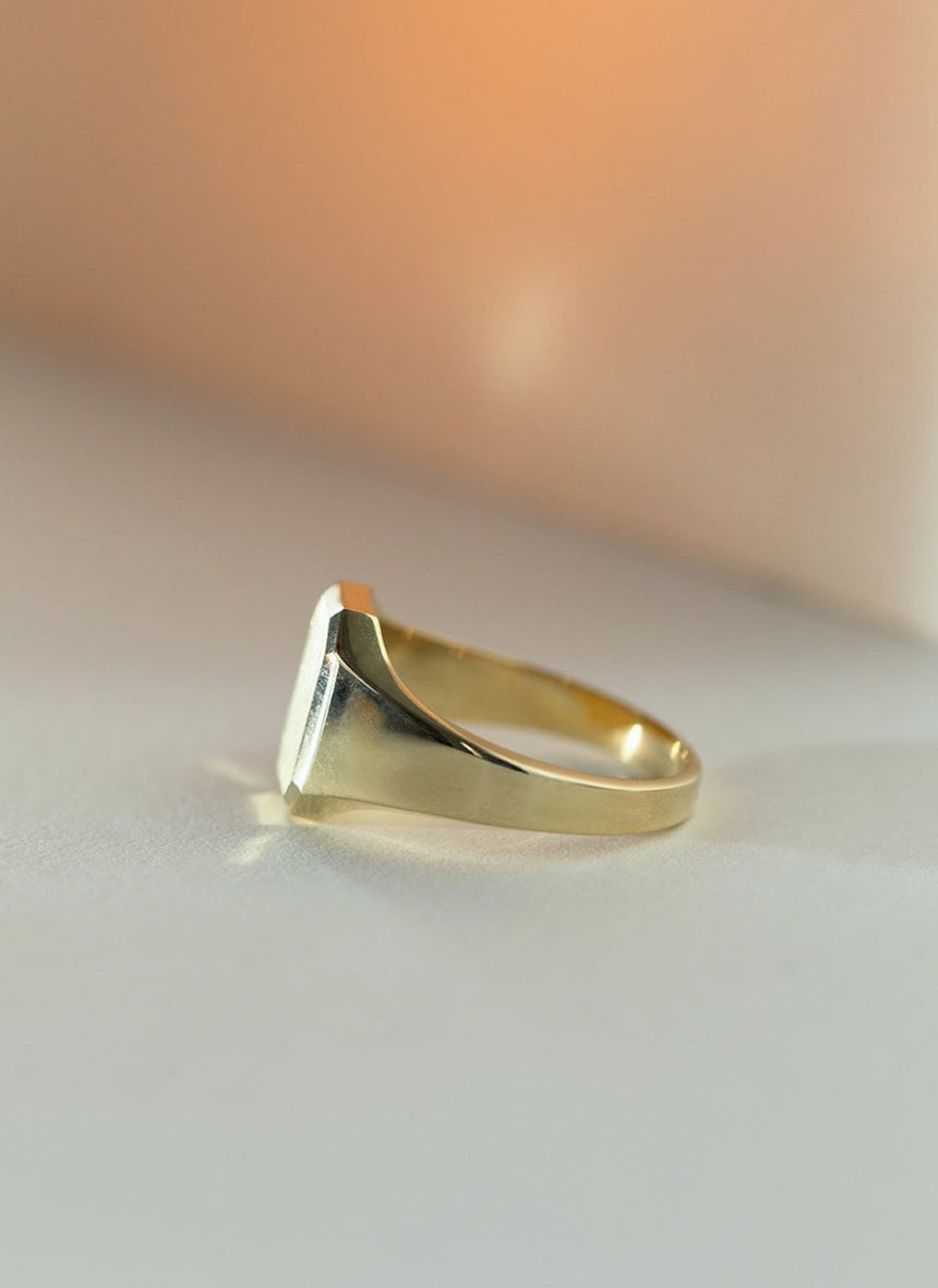 Woody signet ring 14k gold - Studio Kroewe