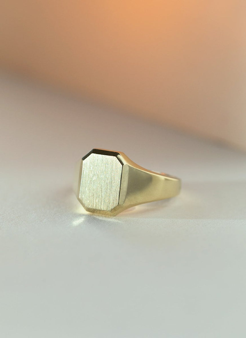 Woody signet ring 14k gold - Studio Kroewe