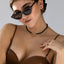 Jane lapis lazuli necklace with front lock 14k gold