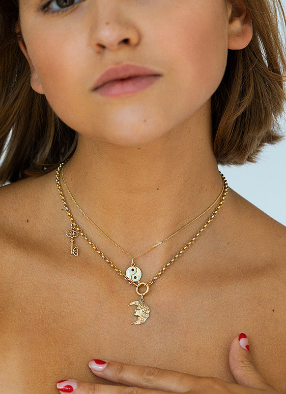 Jasseron 3mm necklace with lock 14k gold