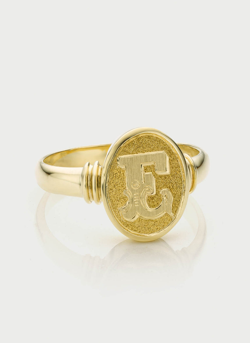 Betsy alphabet signet ring 14k gold