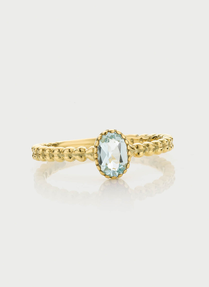 Caes aquamarine march birthstone ring 14k gold