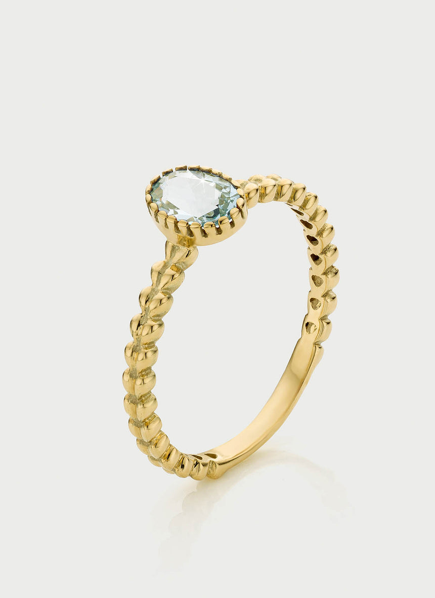 Caes aquamarine march birthstone ring 14k gold