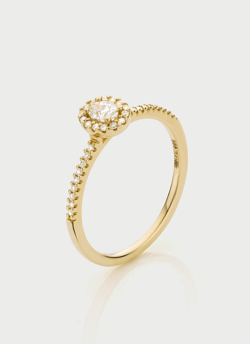 Caes halo diamond ring 14k gold