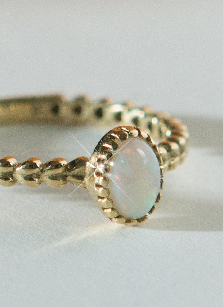 Caes opal october birthstone ring 14k gold