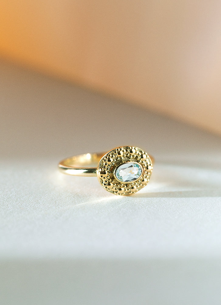 Cami aquamarine march birthstone ring 14k gold