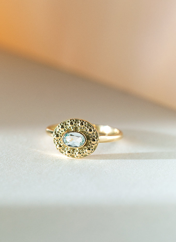Cami aquamarine march birthstone ring 14k gold