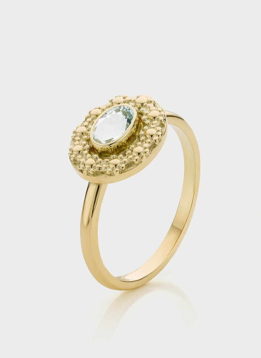 Cami aquamarine march birthstone ring 14k gold