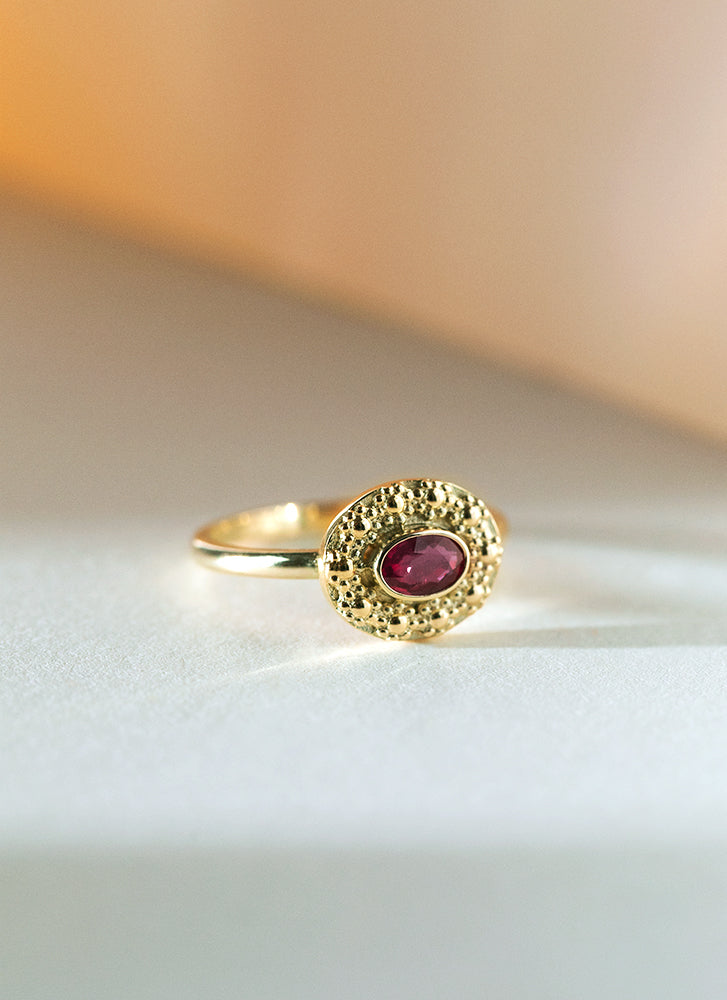 Caes granaat januari birthstone ring 14k goud