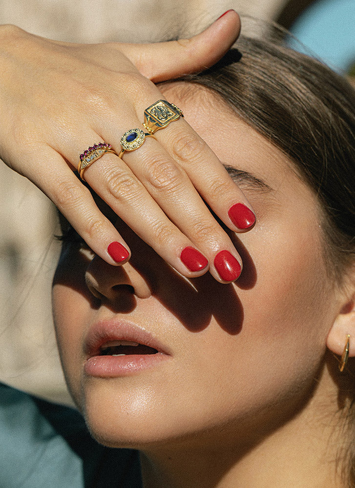 Caes granaat januari birthstone ring 14k goud