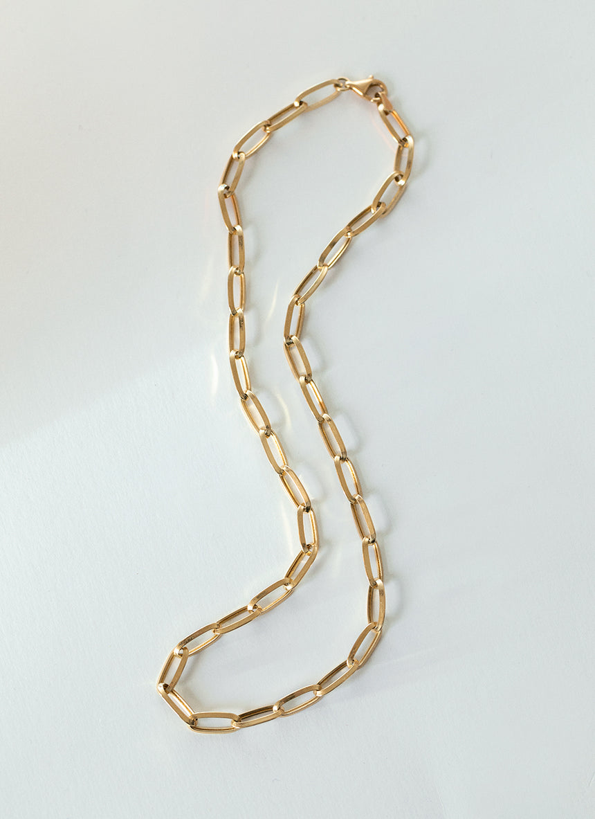 Paperclip 6mm necklace 14k gold