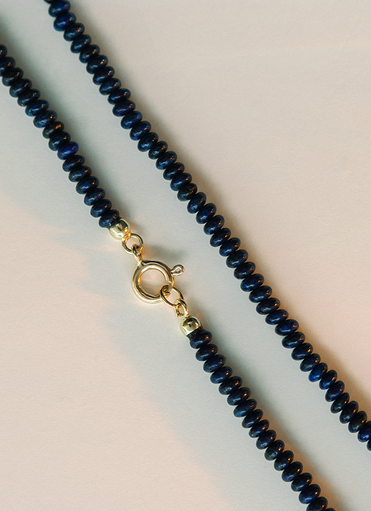 Jane lapis lazuli necklace with front lock 14k gold