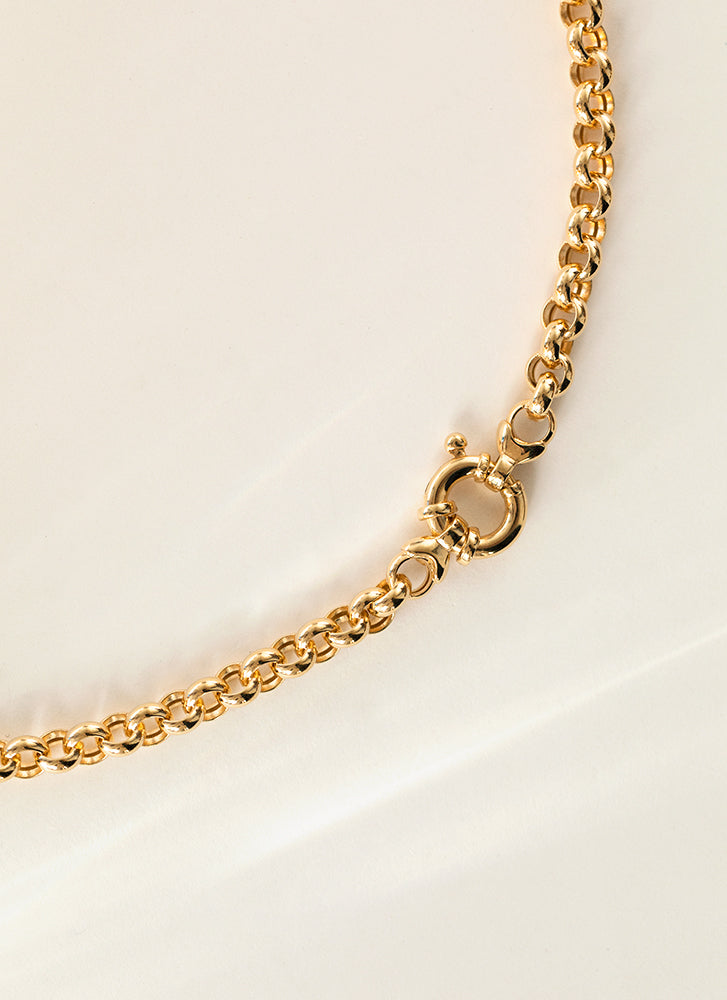 Jasseron 5.5 necklace with lock 14k gold