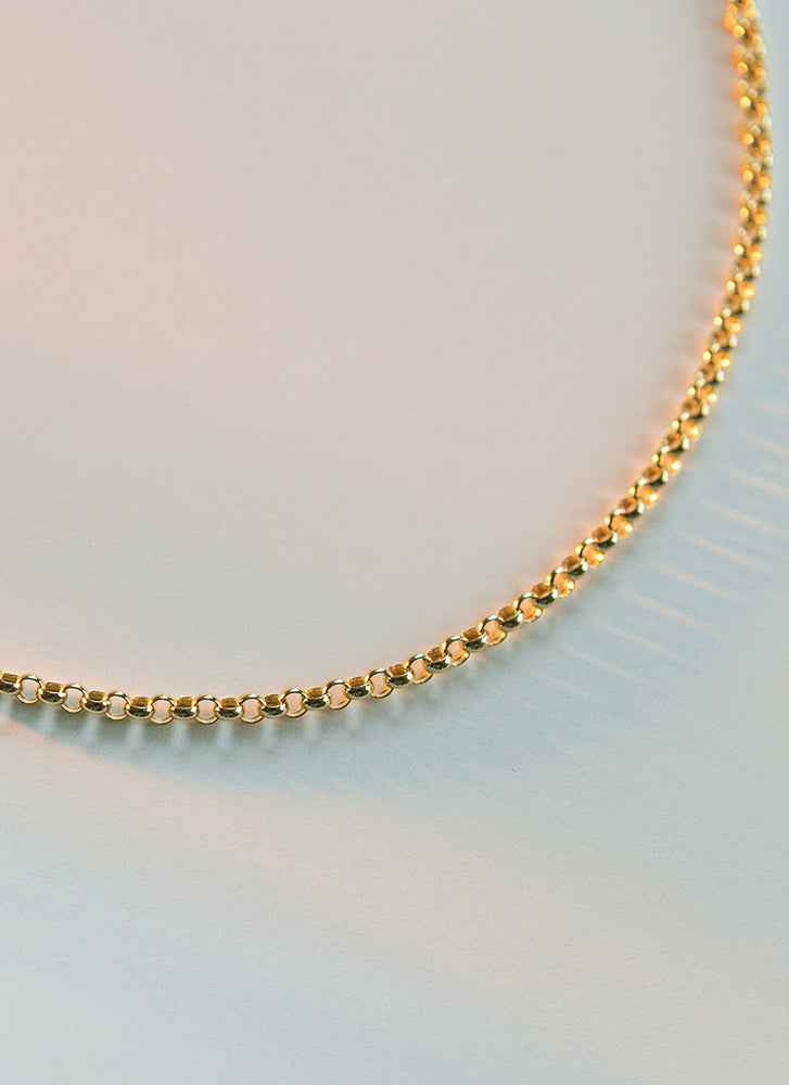Jasseron 3mm necklace 14k gold