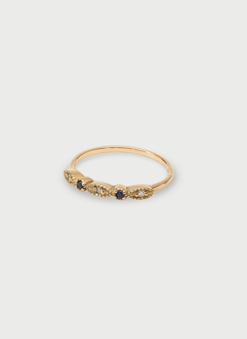 Loki diamond sapphire ring 14k gold