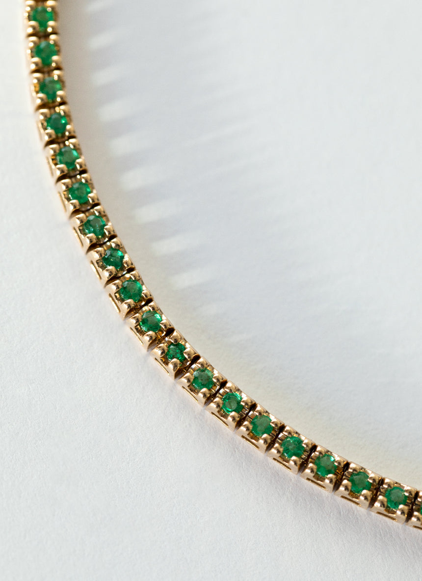 Tennis emerald bracelet 14k gold