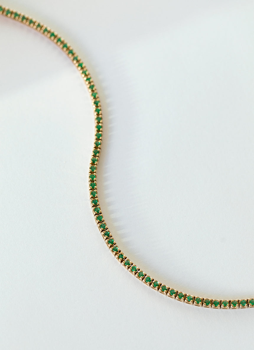 Tennis emerald bracelet 14k gold
