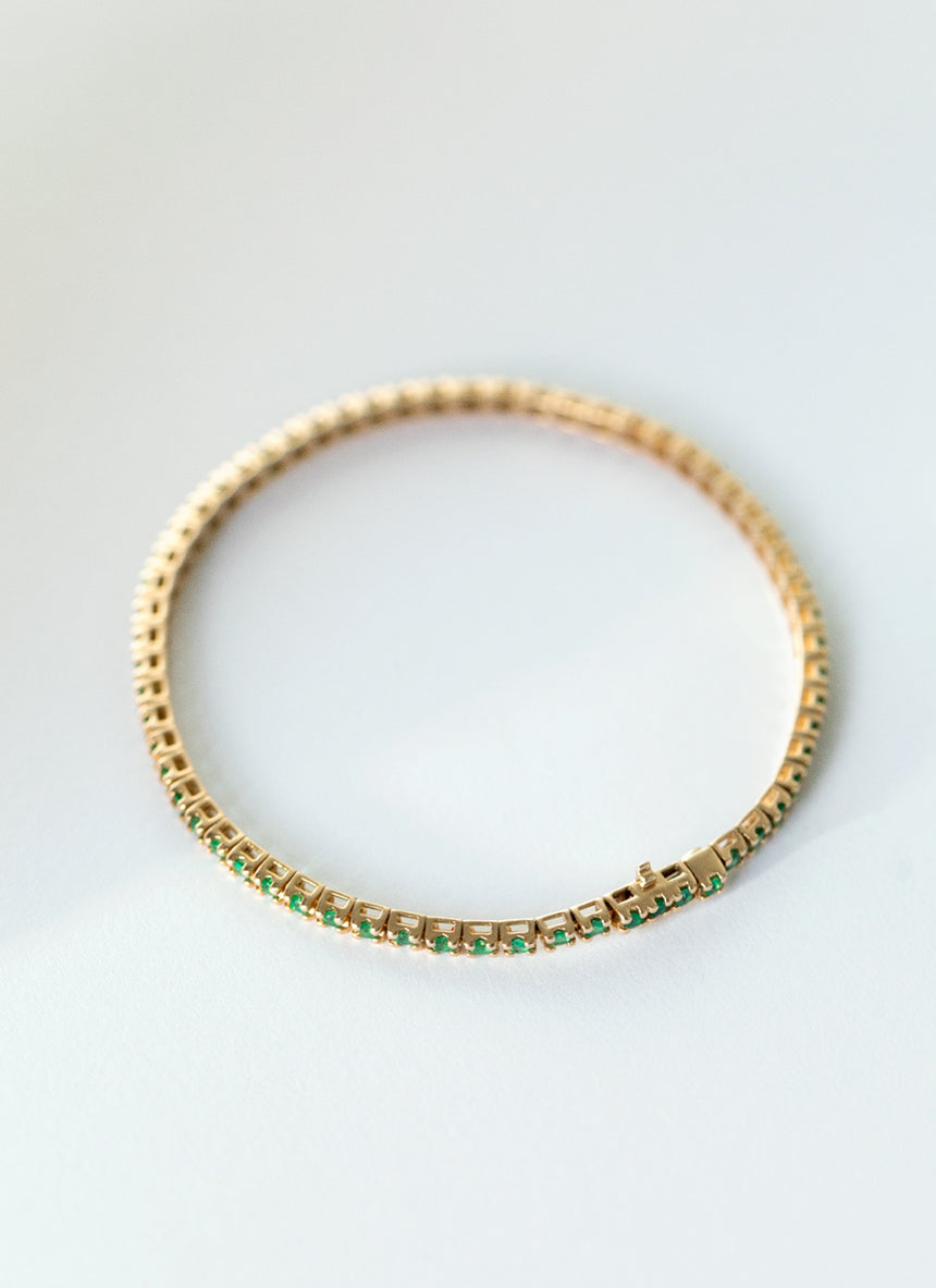 Tennis emerald bracelet 14k gold
