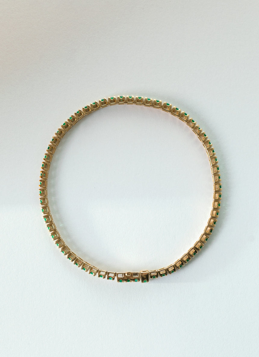 Tennis emerald bracelet 14k gold