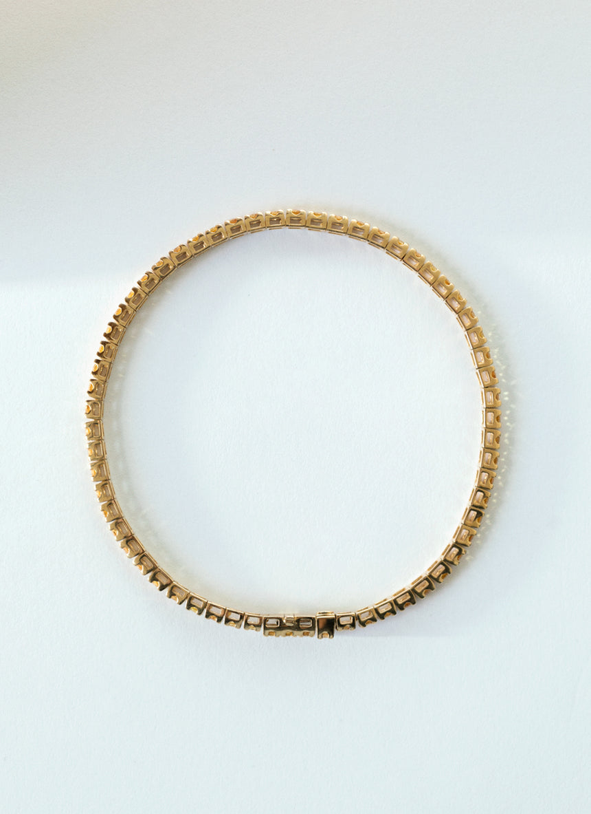 Tennis yellow sapphire bracelet 14k gold