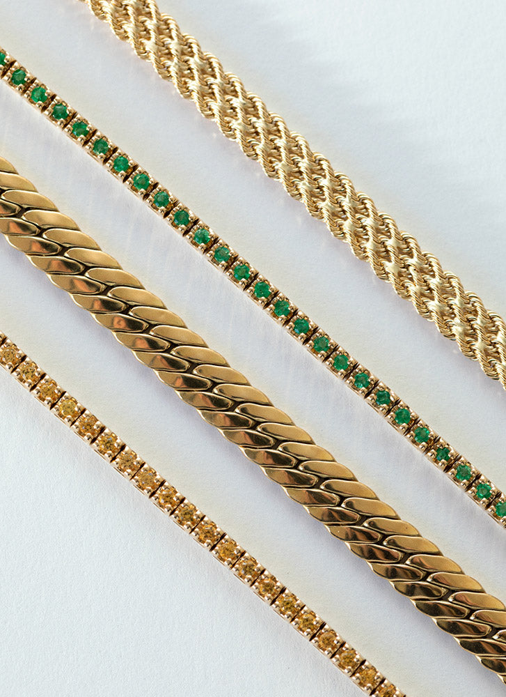 Tennis yellow sapphire bracelet 14k gold