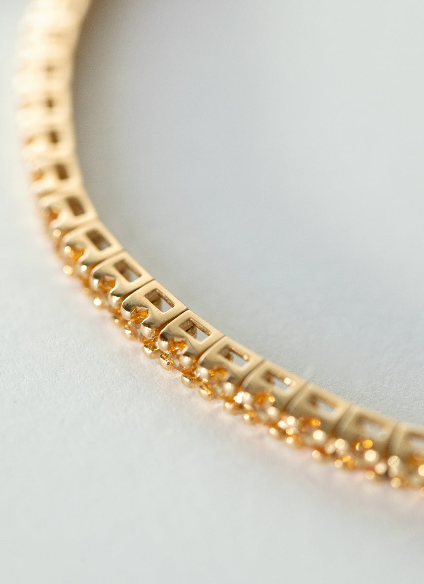 Tennis yellow sapphire bracelet 14k gold