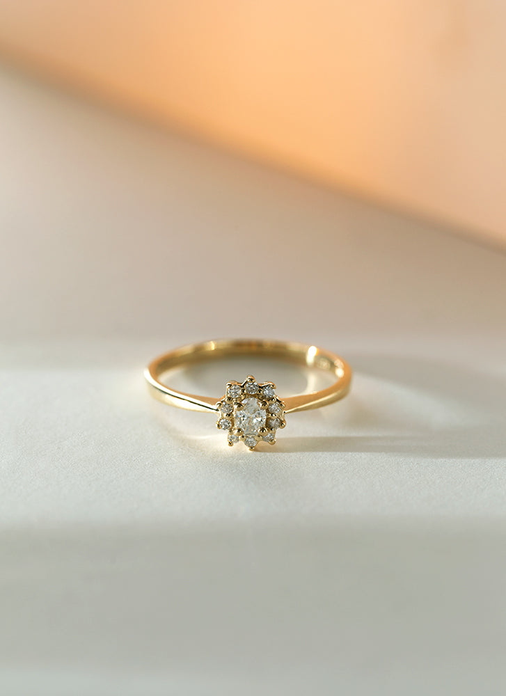Triss halo diamond ring 14k gold