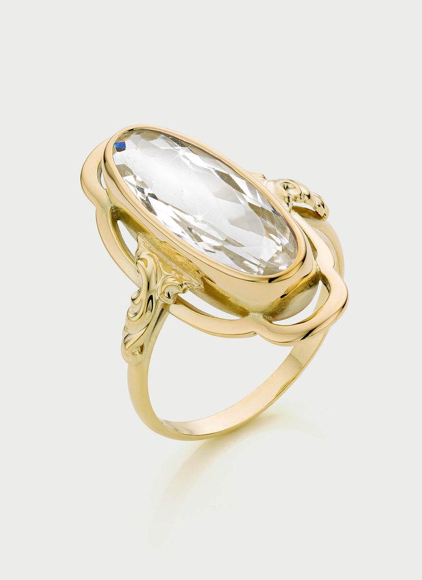 Trixie bergkristal ring 14k goud