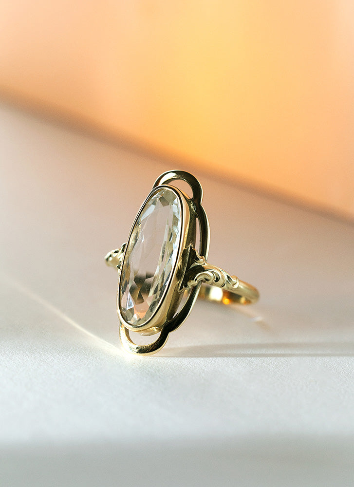 Trixie rock crystal ring 14k gold