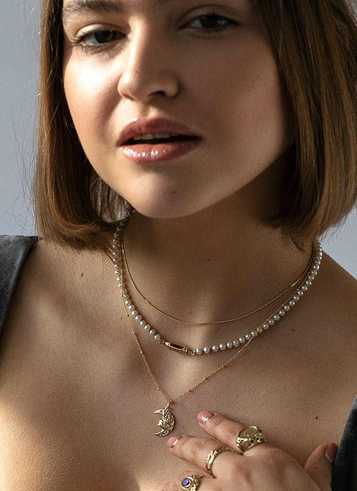 Bamboo necklace 14k gold - Studio Kroewe