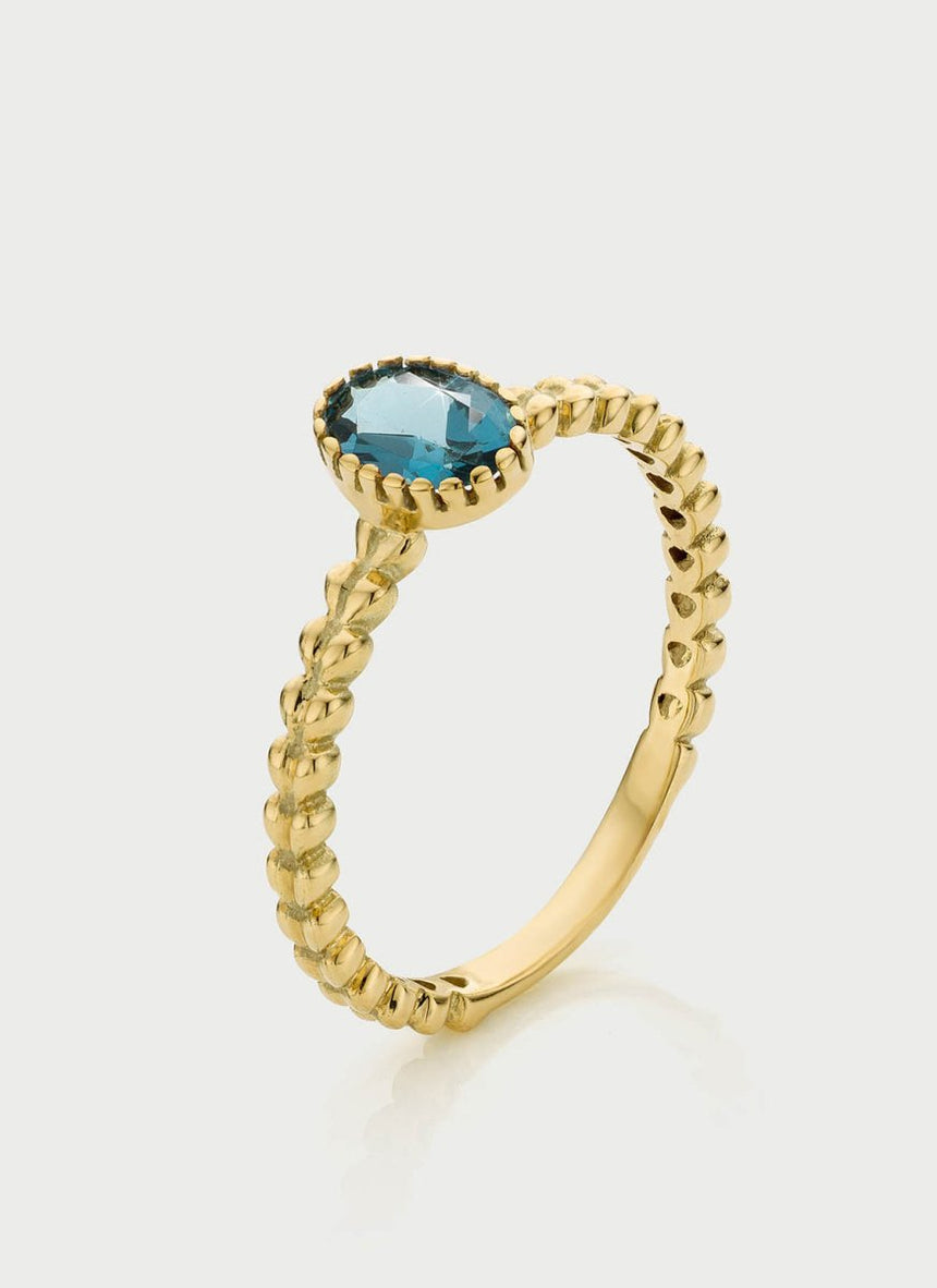 Caes london blue topaz december birthstone ring 14k gold - Studio Kroewe