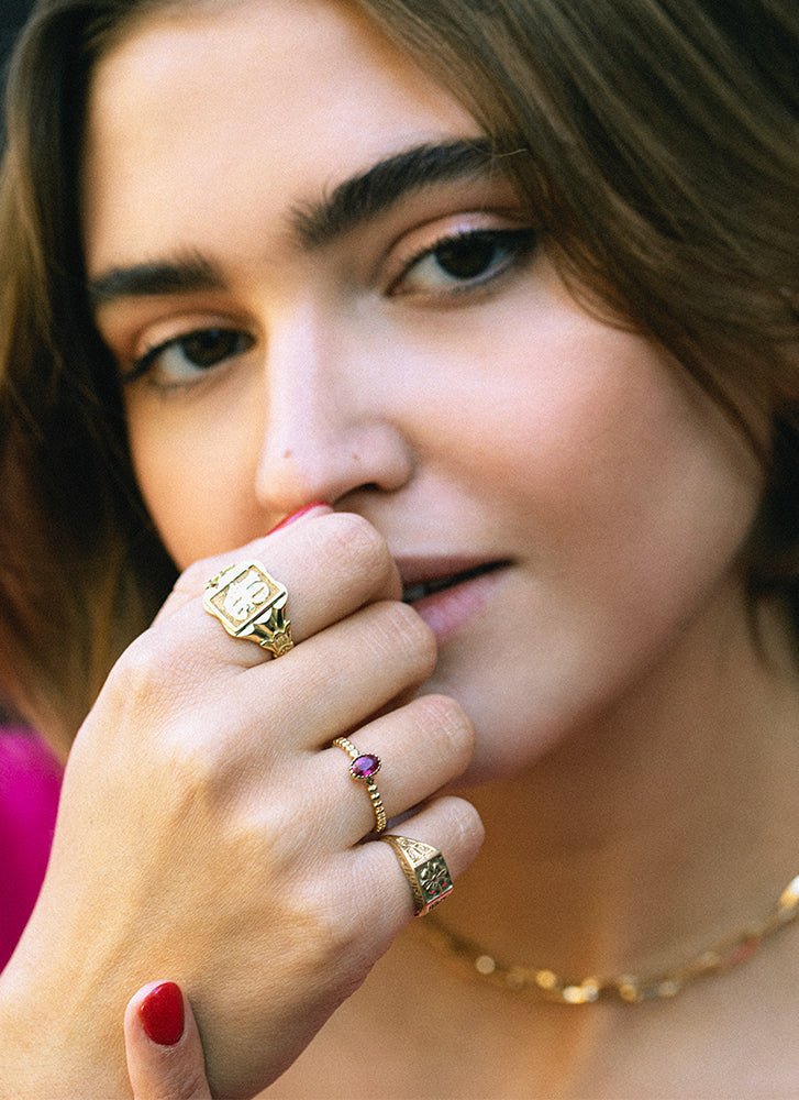 Caes ruby july birthstone ring 14k gold - Studio Kroewe