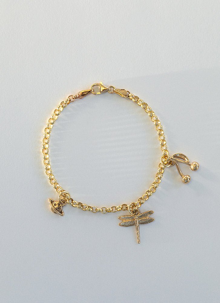 Dragonfly charm 14k gold - Studio Kroewe