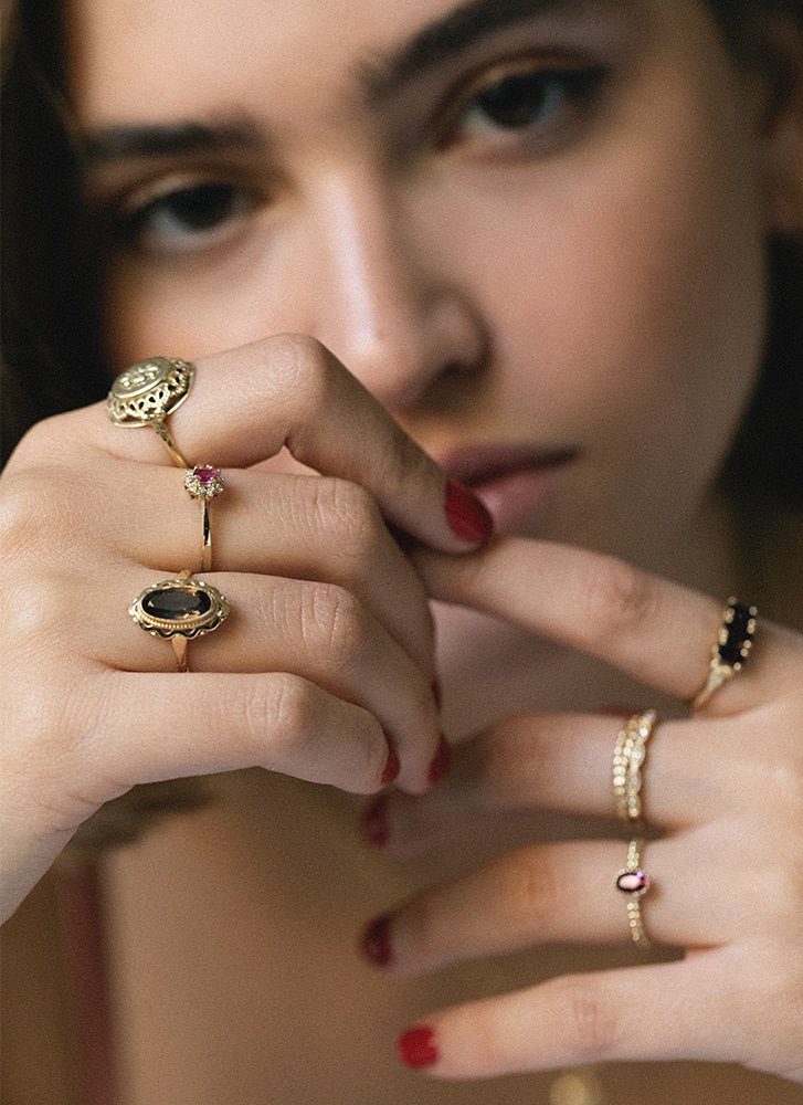 Iggy smoky quartz ring 14k gold - Studio Kroewe