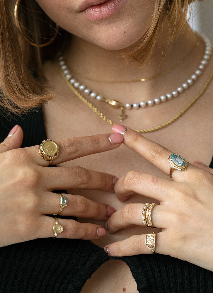 Jacky dollar ring 14k gold - Studio Kroewe