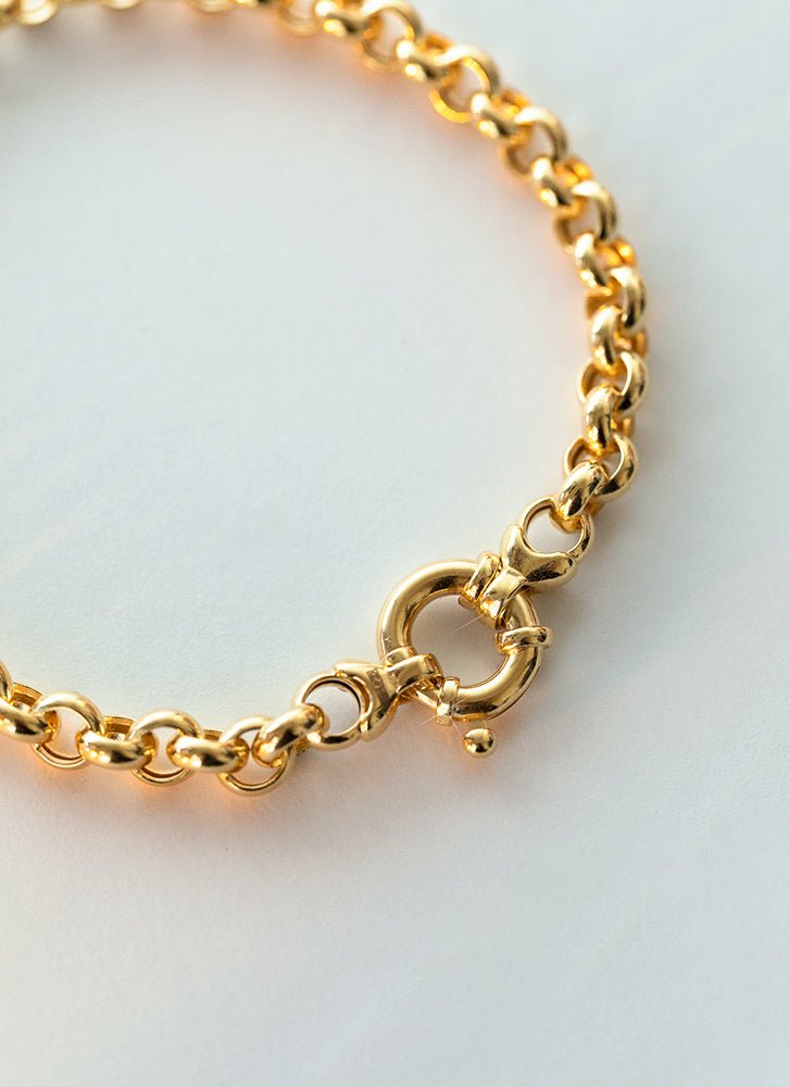 Jasseron 5.5mm bracelet with lock 14k gold - Studio Kroewe