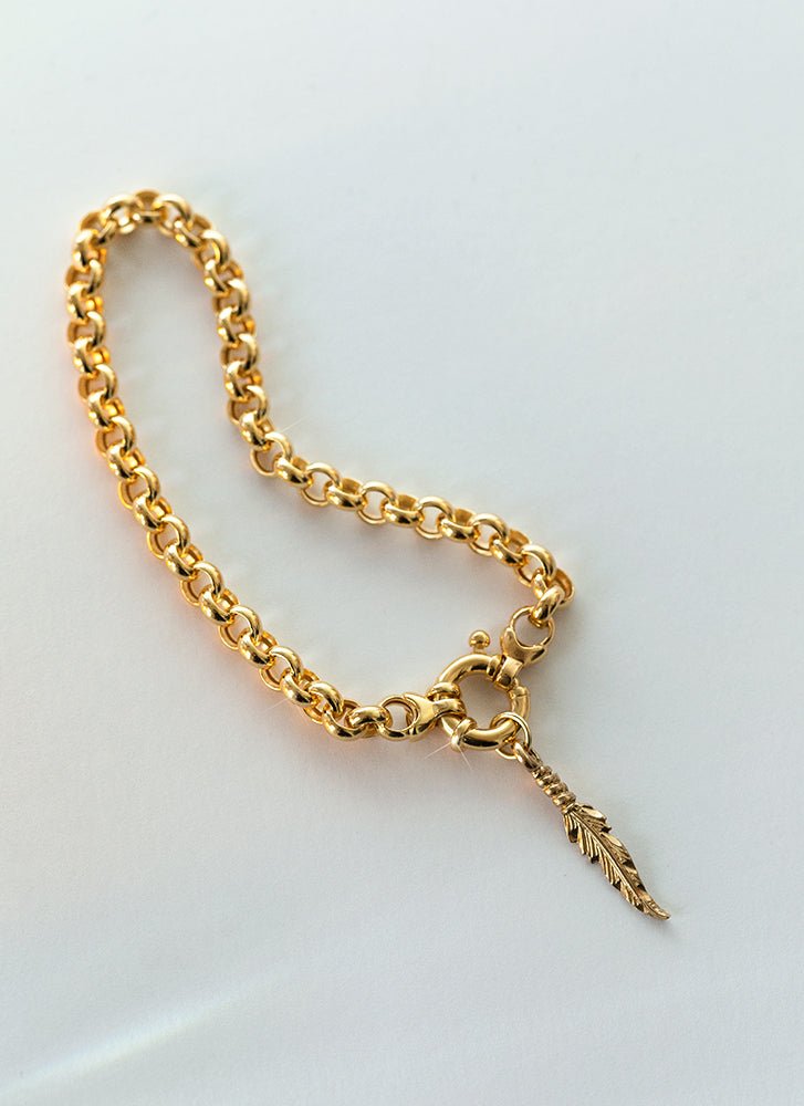 Jasseron 5.5mm bracelet with lock 14k gold - Studio Kroewe