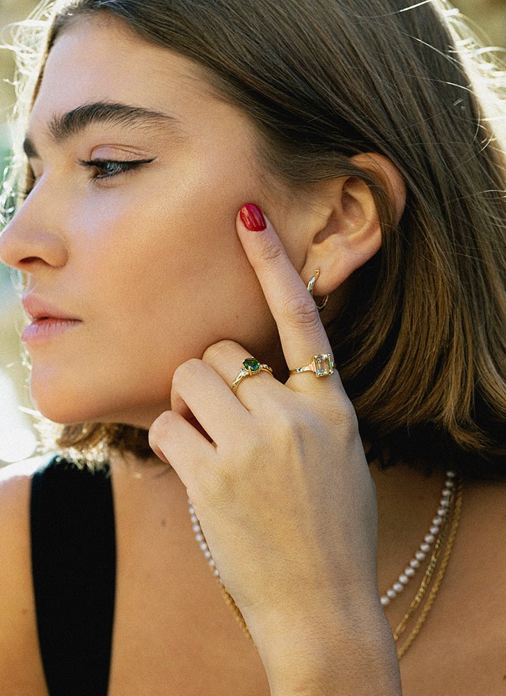 Kunna green tourmaline ring 14k gold - Studio Kroewe