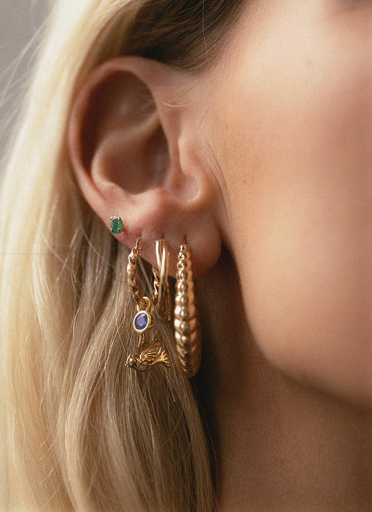 Little bird charm 14k gold - Studio Kroewe