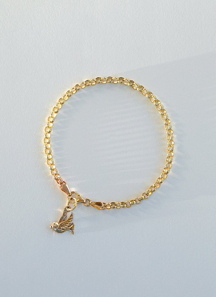 Little bird charm 14k gold - Studio Kroewe