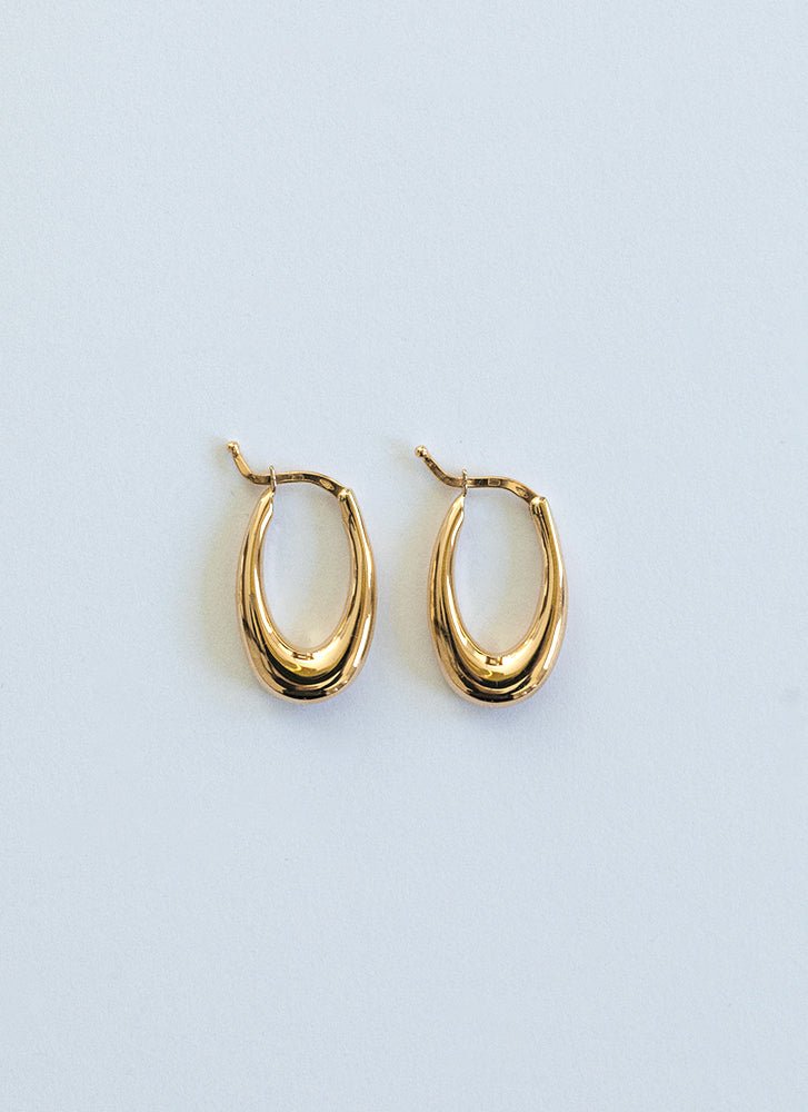 Marie oval earrings 14k gold - Studio Kroewe