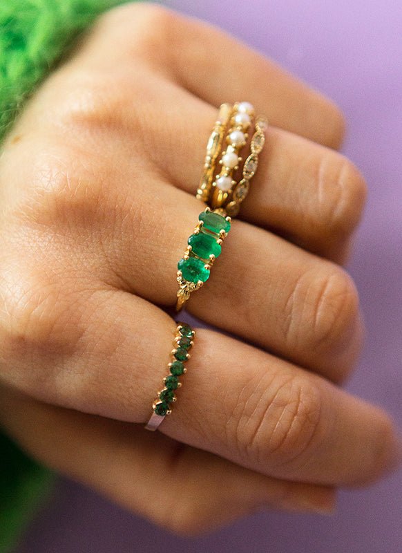 Max emerald ring 14k gold - Studio Kroewe