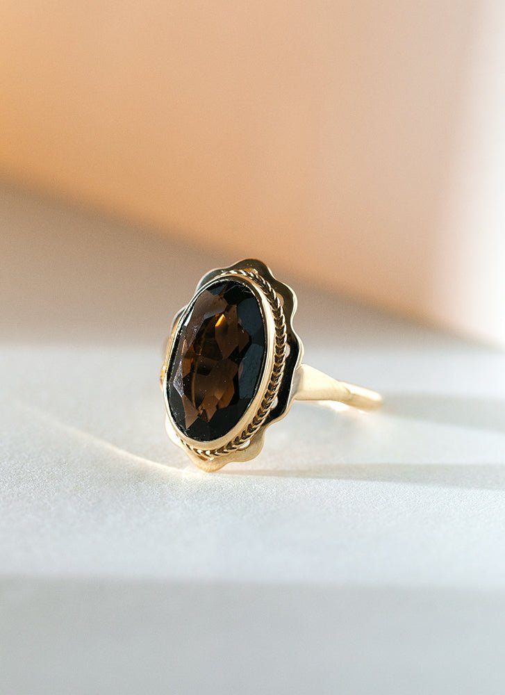 Poppy smoky quartz ring 14k gold - Studio Kroewe