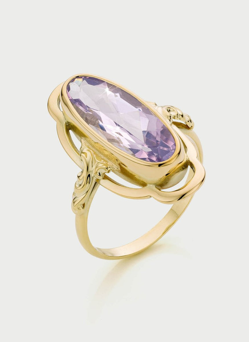 Trixie lavender moonquartz ring 14k gold - Studio Kroewe
