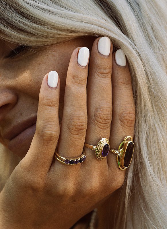 Trixie smoky quartz ring 14k gold - Studio Kroewe